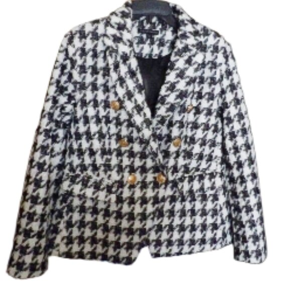 Boston Proper Double Breasted Houndstooth Blazer Jacket Size 14 - Picture 10 of 11